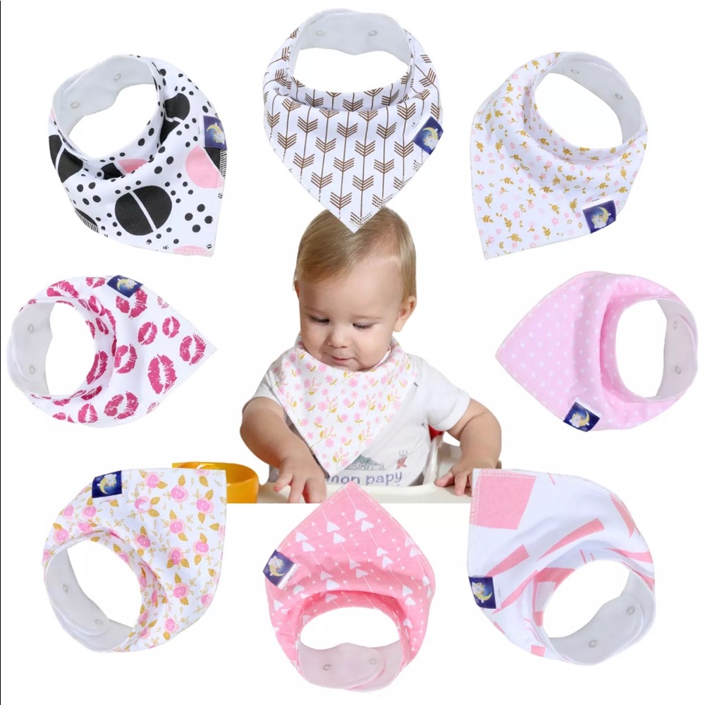 Organic Baby Bandana Drool Bibs 100% Soft Cotton - Picture 1 of 8
